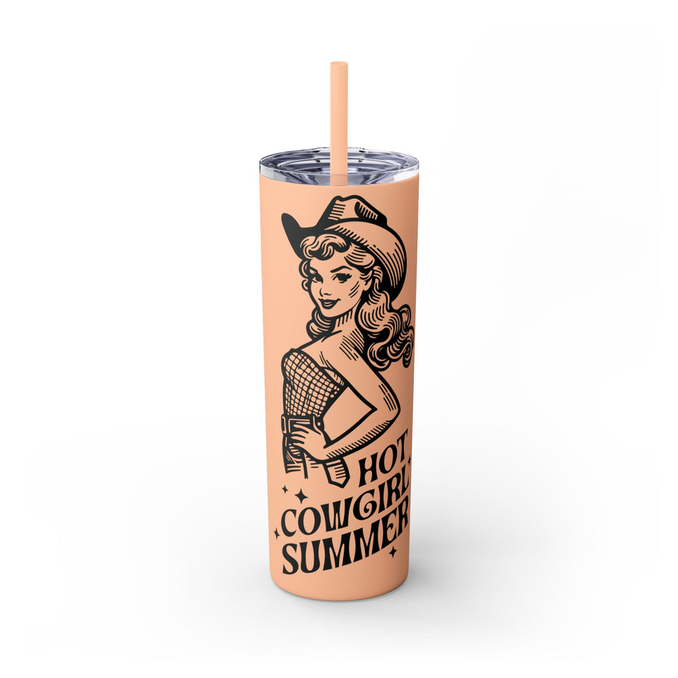 Hot Cowgirl Summer Skinny Tumbler with Straw, 20oz