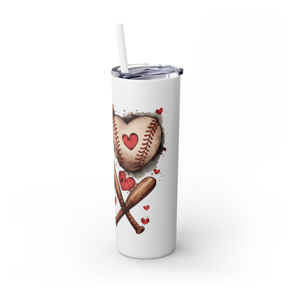 Baseball Love Skinny Tumbler with Straw - 20oz