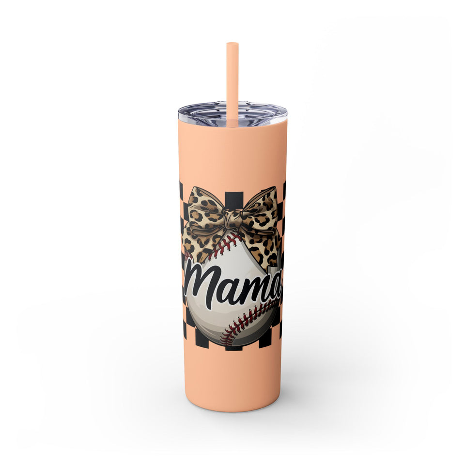 Mama Leopard Print Skinny Tumbler with Straw - 20oz