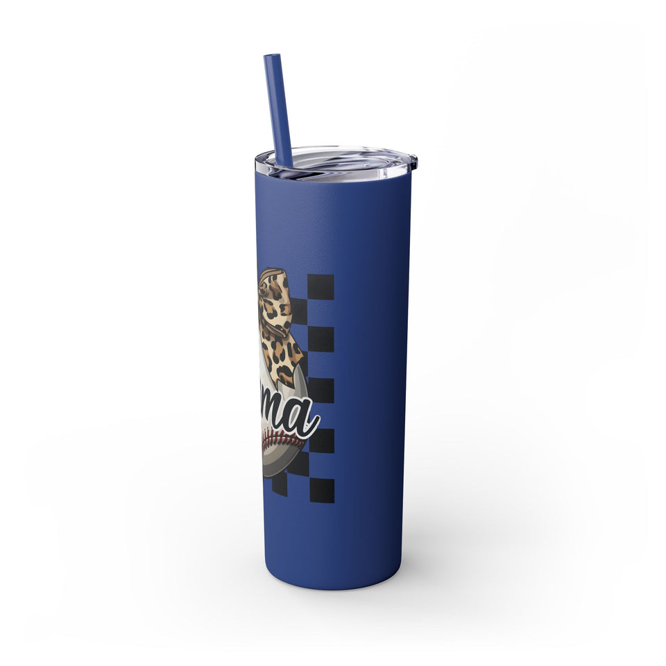 Mama Leopard Print Skinny Tumbler with Straw - 20oz