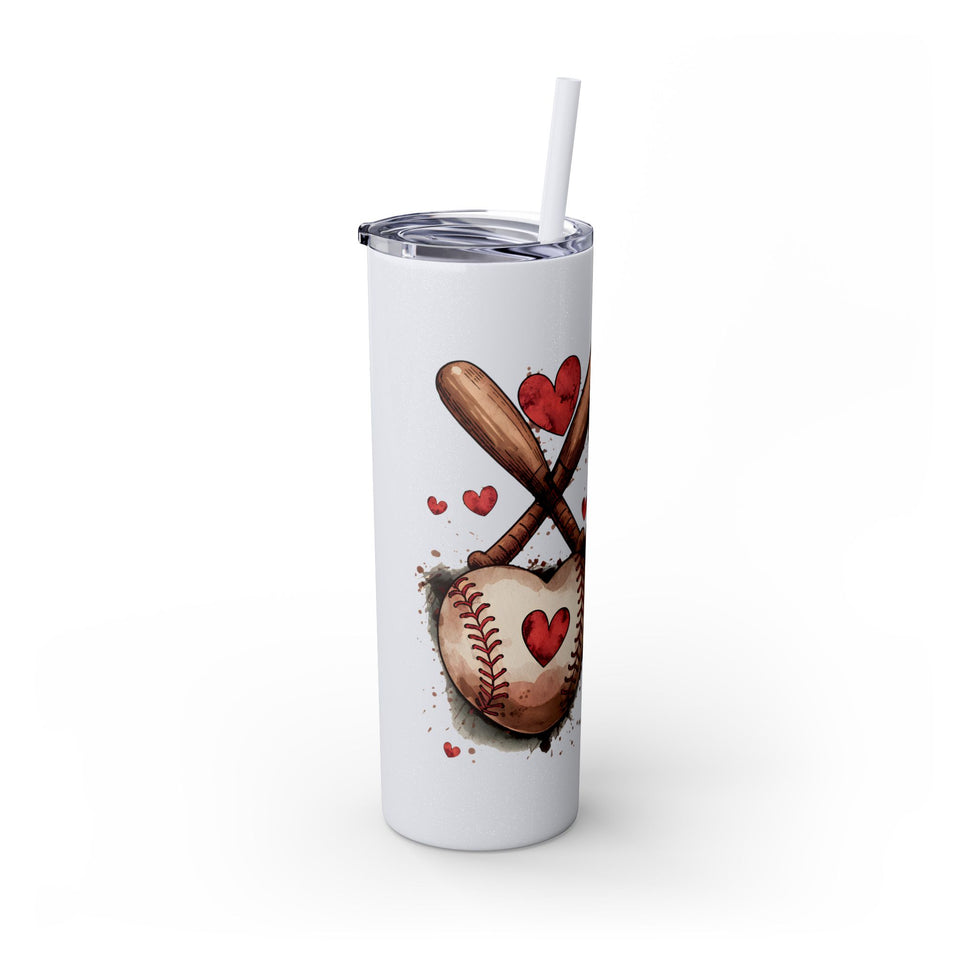 Baseball Love Skinny Tumbler with Straw - 20oz