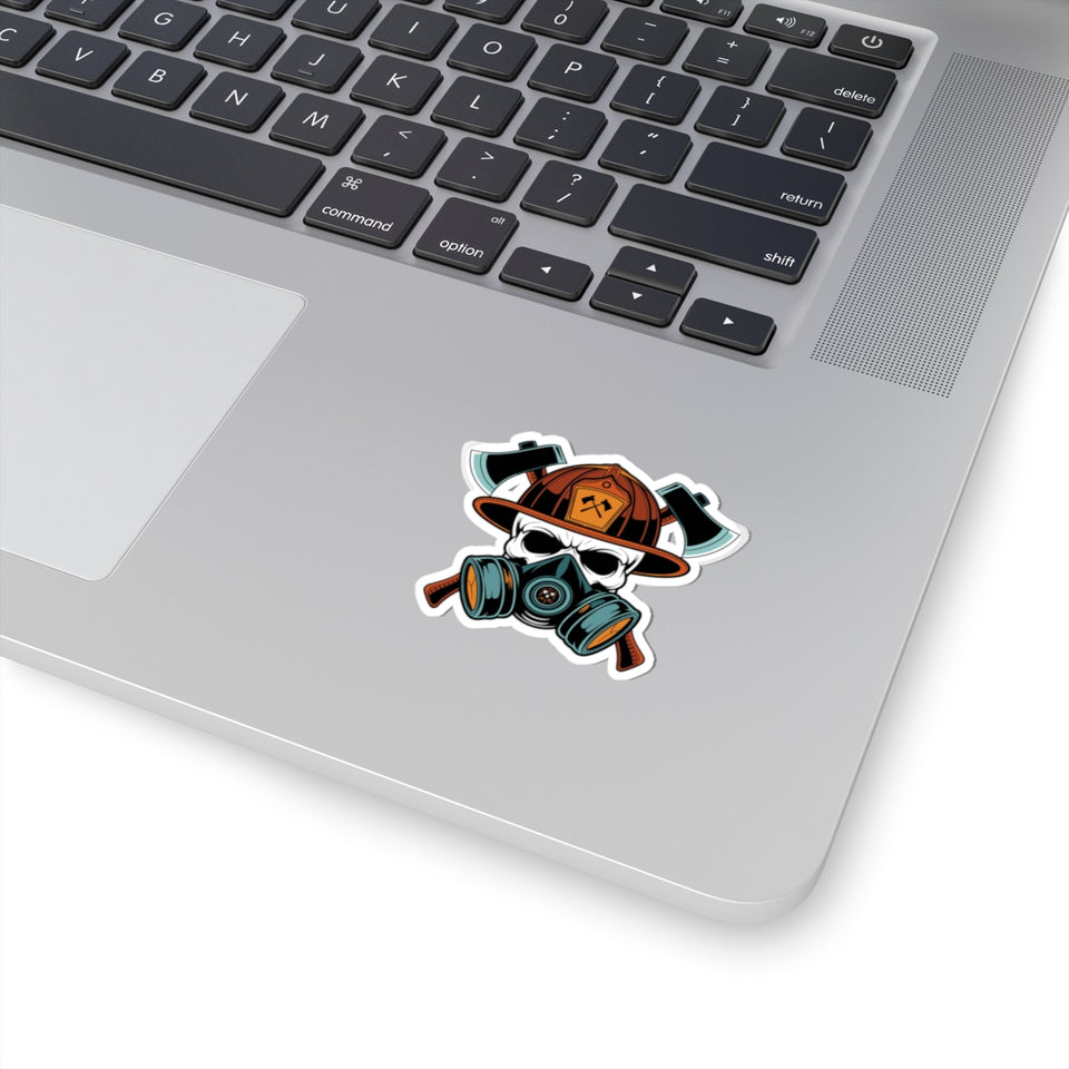 Bold Firefighter Skull Kiss-Cut Stickers - Unique Decals for Outdoor Enthusiasts