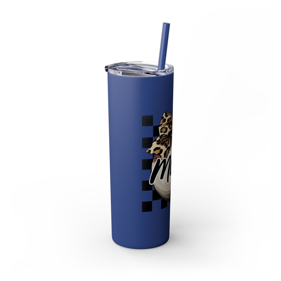 Mama Leopard Print Skinny Tumbler with Straw - 20oz