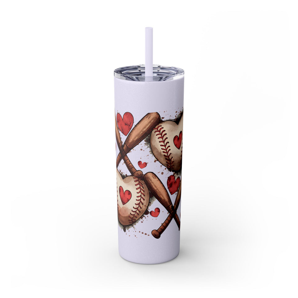Baseball Love Skinny Tumbler with Straw - 20oz