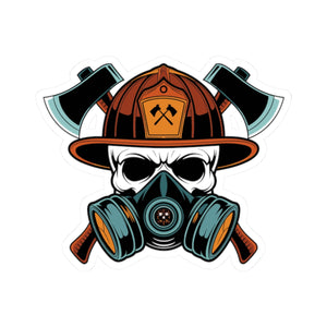 Bold Firefighter Skull Kiss-Cut Stickers - Unique Decals for Outdoor Enthusiasts