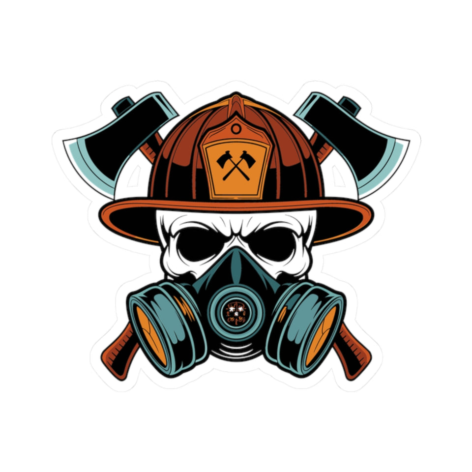 Bold Firefighter Skull Kiss-Cut Stickers - Unique Decals for Outdoor Enthusiasts