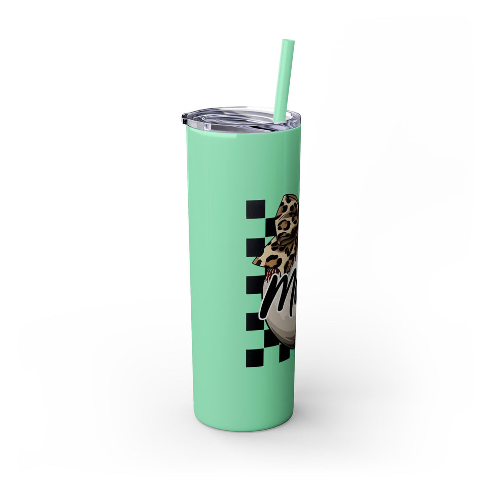 Mama Leopard Print Skinny Tumbler with Straw - 20oz