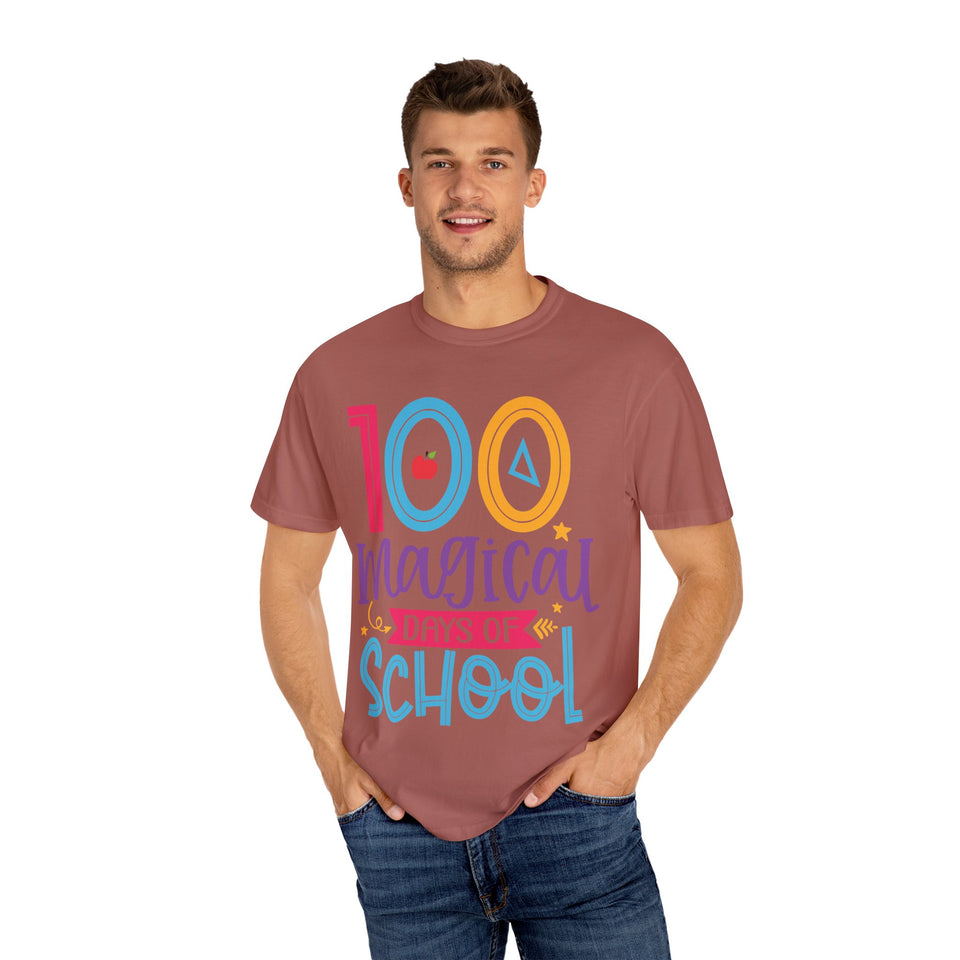 100 Magical Days Of School Unisex Garment-Dyed T-shirt