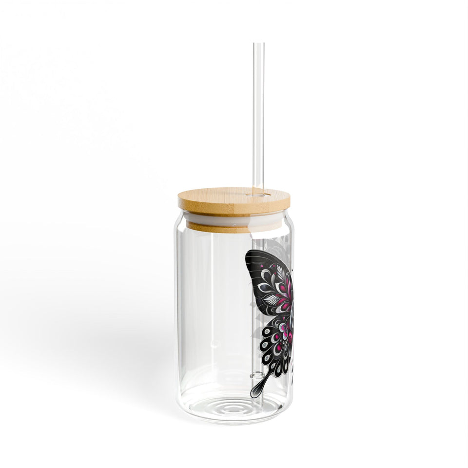 Butterfly Rose Sipper Glass - 16oz Eco-Friendly Drinkware