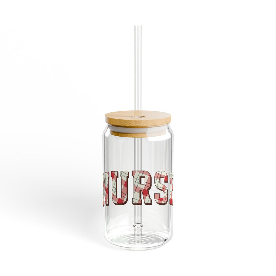 Plaid Nurse Sipper Glass, 16oz