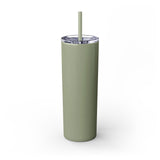 Mama Leopard Print Skinny Tumbler with Straw - 20oz
