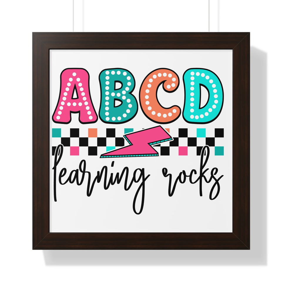 ABCD Learning Rocks Framed Vertical Poster