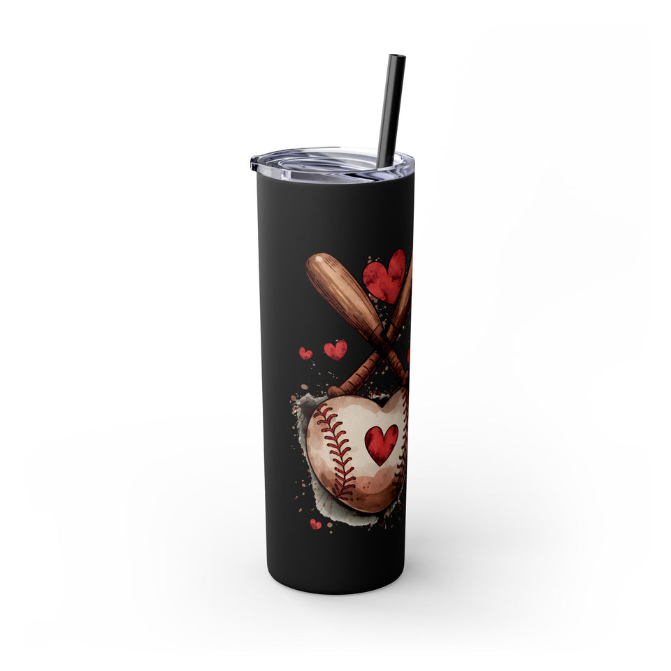 Baseball Love Skinny Tumbler with Straw - 20oz