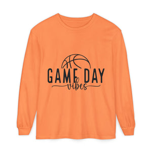 Game Day Vibes Basketball Unisex Garment-dyed Long Sleeve T-Shirt