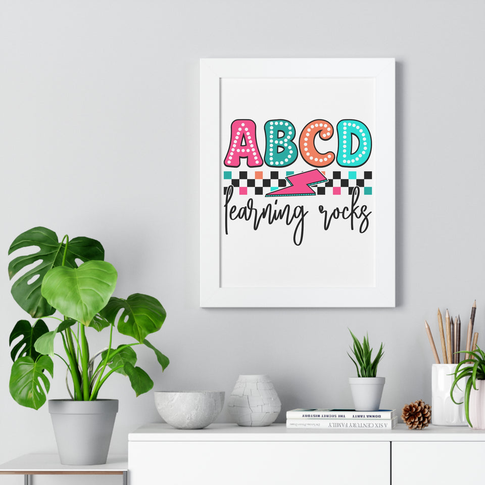 ABCD Learning Rocks Framed Vertical Poster