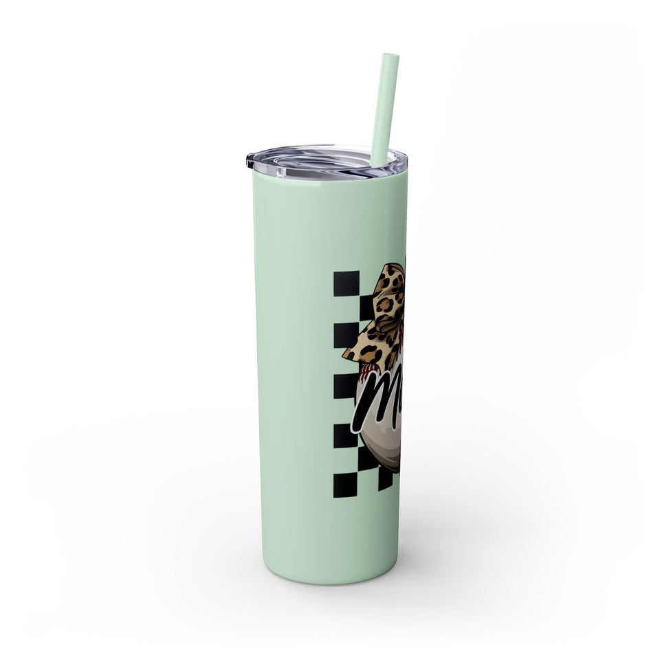 Mama Leopard Print Skinny Tumbler with Straw - 20oz