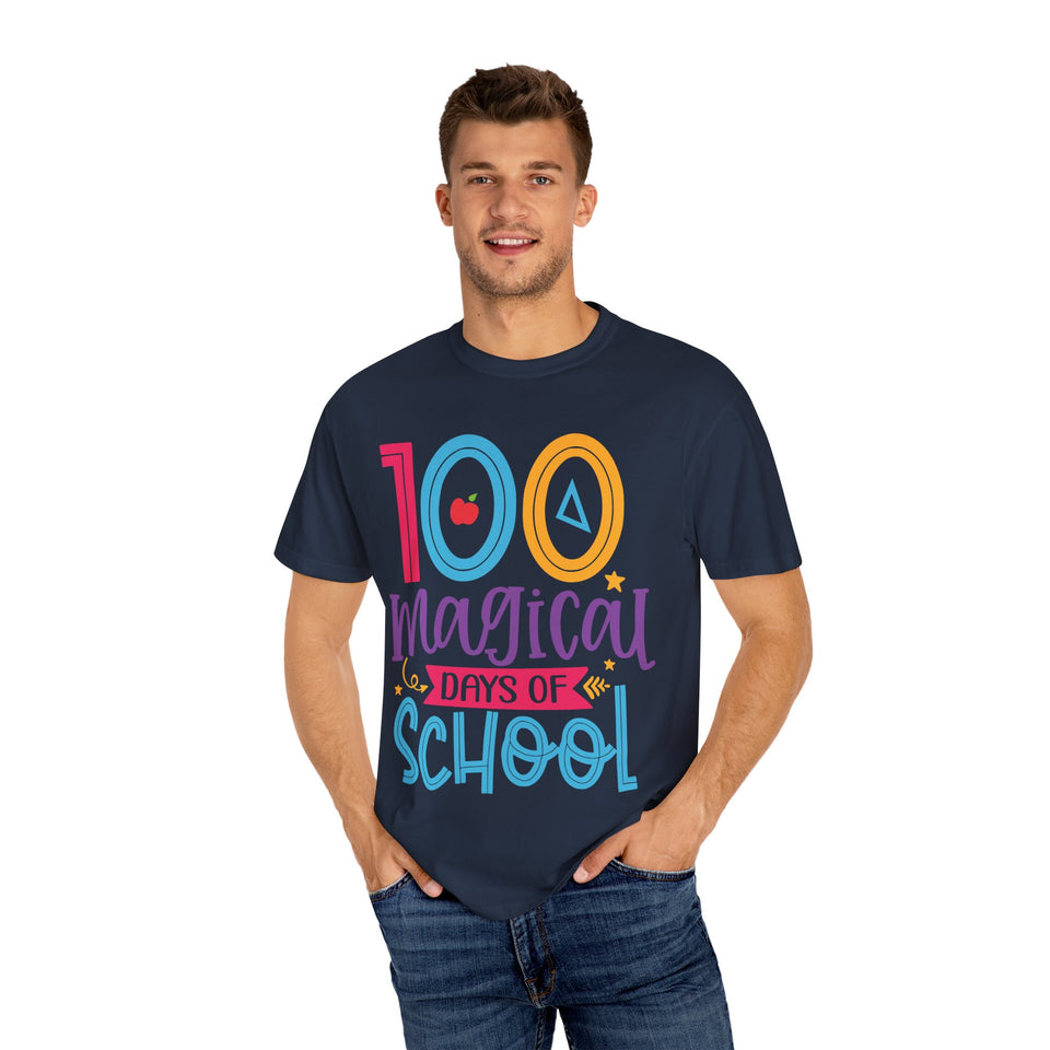 100 Magical Days Of School Unisex Garment-Dyed T-shirt