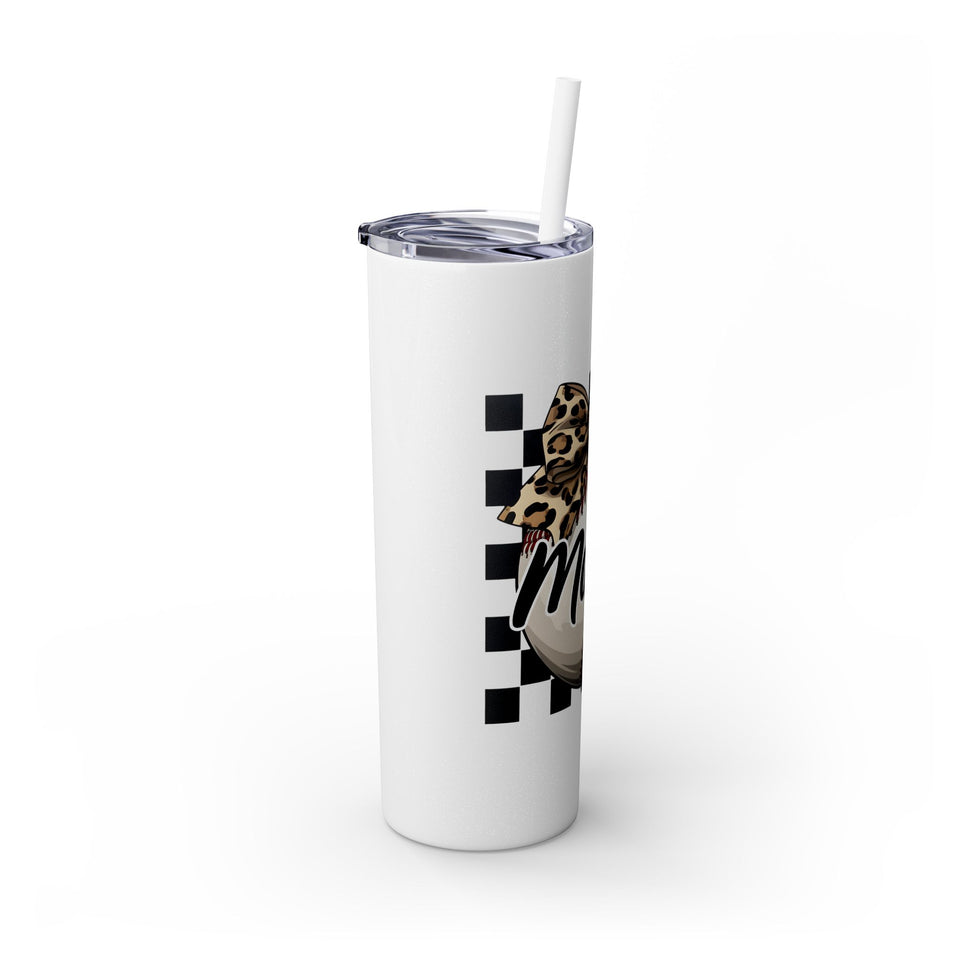 Mama Leopard Print Skinny Tumbler with Straw - 20oz