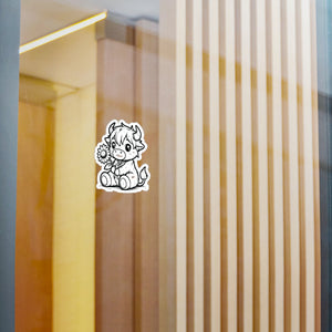 Cute Highland Cow With Flower Kiss-Cut Vinyl Decals