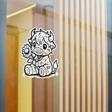 Cute Highland Cow With Flower Kiss-Cut Vinyl Decals