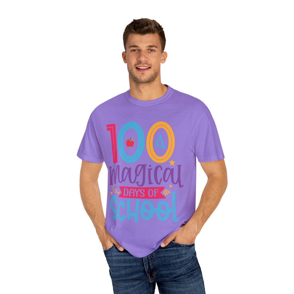 100 Magical Days Of School Unisex Garment-Dyed T-shirt