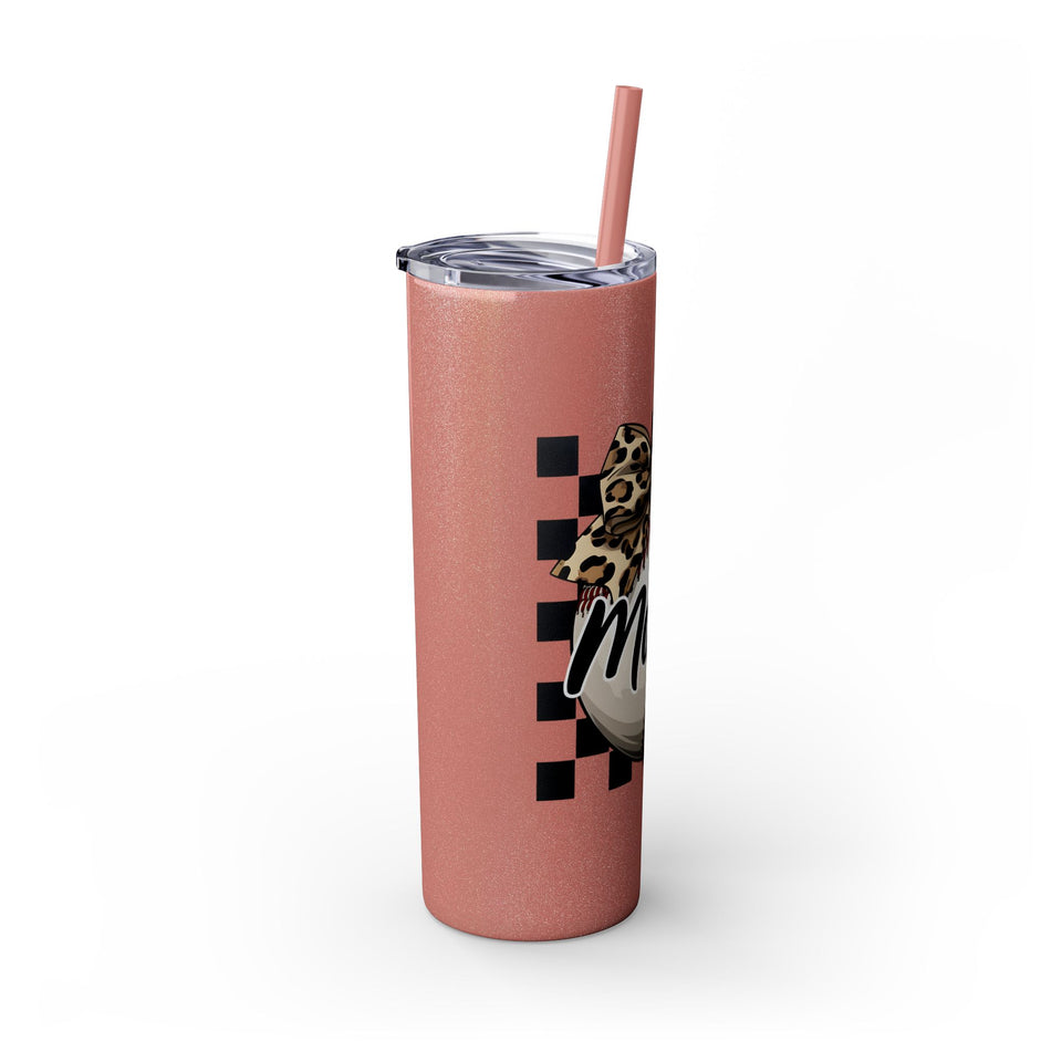 Mama Leopard Print Skinny Tumbler with Straw - 20oz