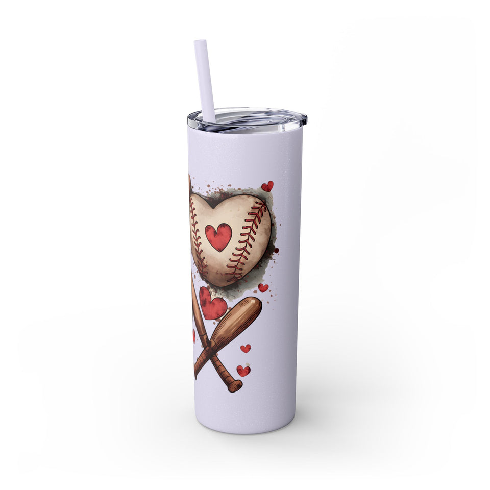 Baseball Love Skinny Tumbler with Straw - 20oz
