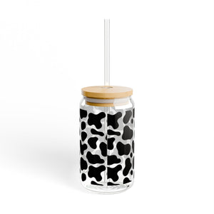 Cow Print Sipper Glass, 16oz
