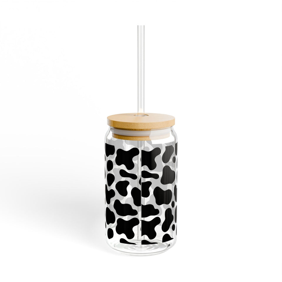 Cow Print Sipper Glass, 16oz