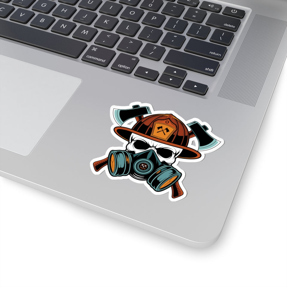 Bold Firefighter Skull Kiss-Cut Stickers - Unique Decals for Outdoor Enthusiasts
