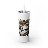 Mama Leopard Print Skinny Tumbler with Straw - 20oz