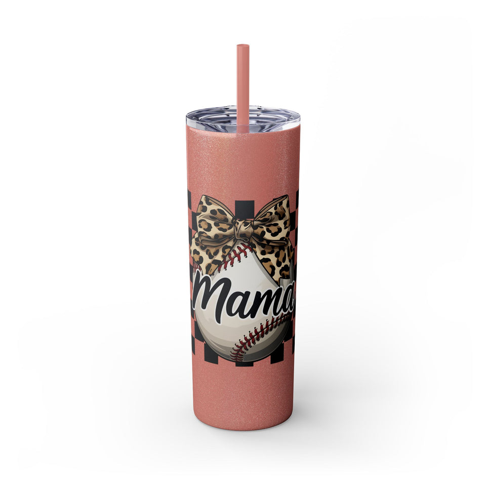 Mama Leopard Print Skinny Tumbler with Straw - 20oz