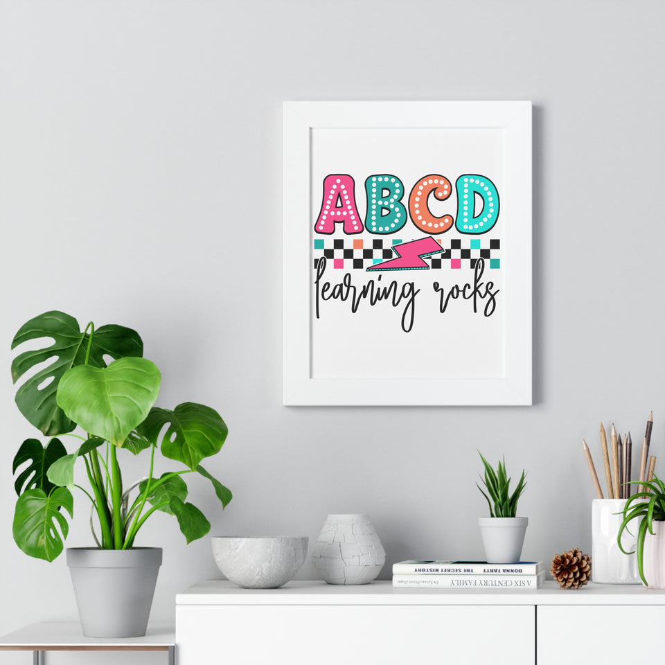 ABCD Learning Rocks Framed Vertical Poster