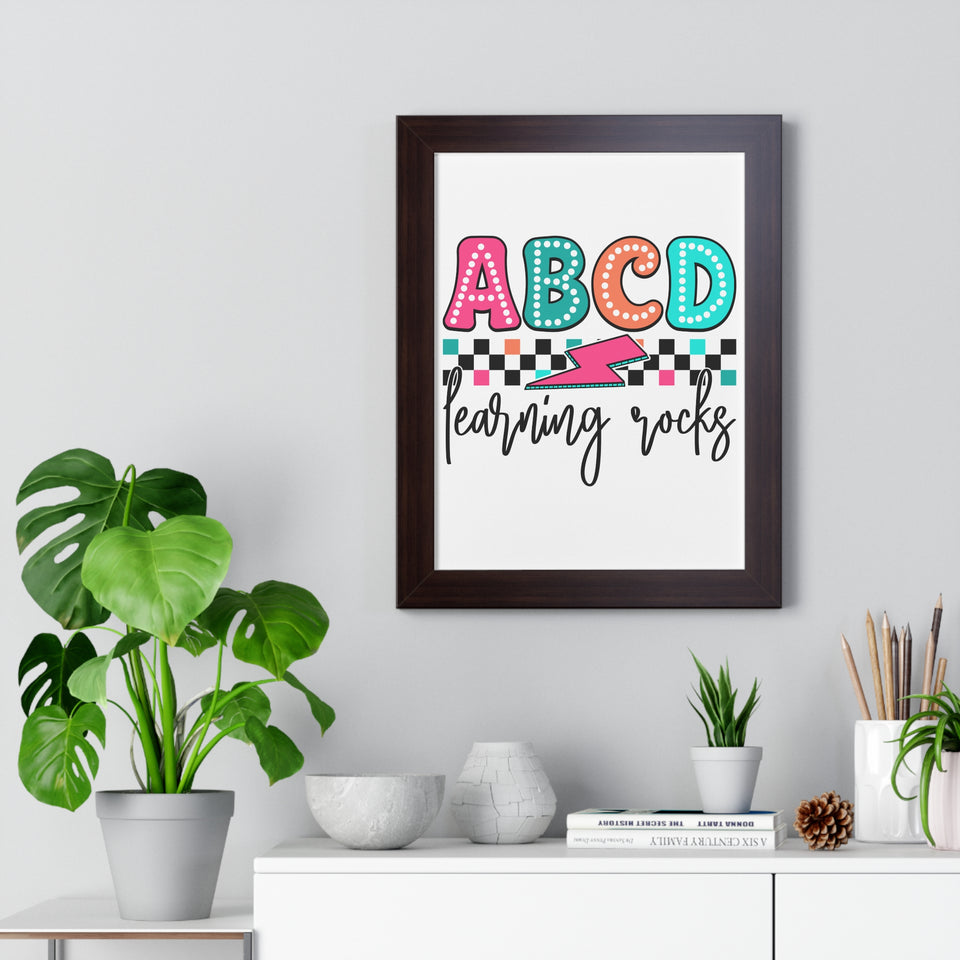 ABCD Learning Rocks Framed Vertical Poster