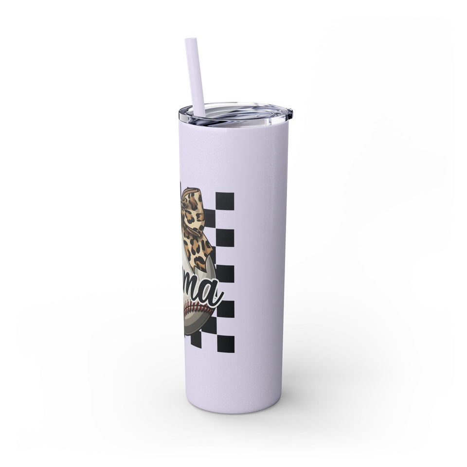 Mama Leopard Print Skinny Tumbler with Straw - 20oz