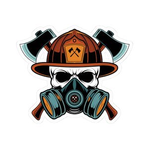 Bold Firefighter Skull Kiss-Cut Stickers - Unique Decals for Outdoor Enthusiasts