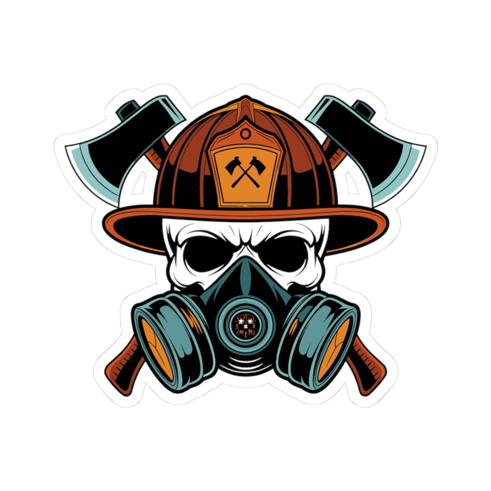 Bold Firefighter Skull Kiss-Cut Stickers - Unique Decals for Outdoor Enthusiasts