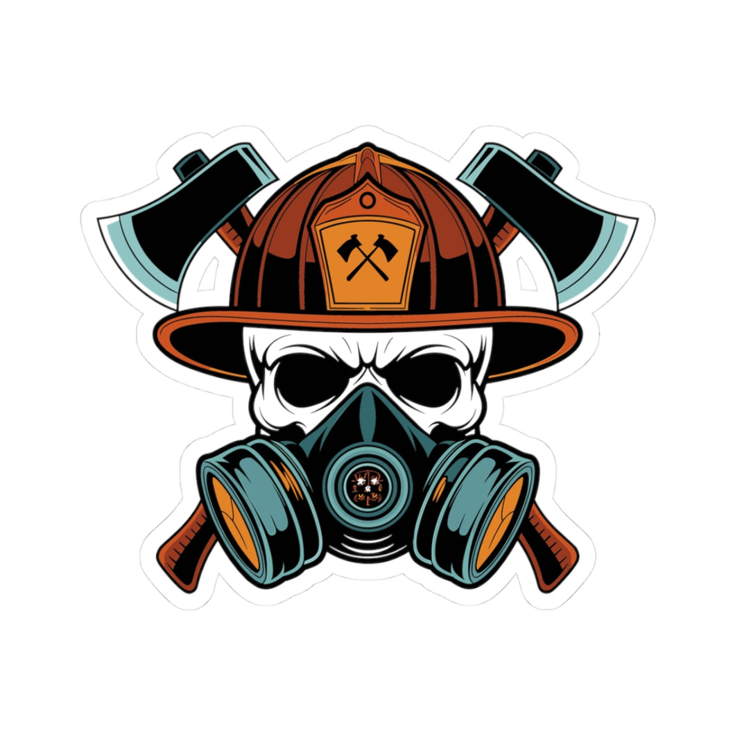 Bold Firefighter Skull Kiss-Cut Stickers - Unique Decals for Outdoor Enthusiasts