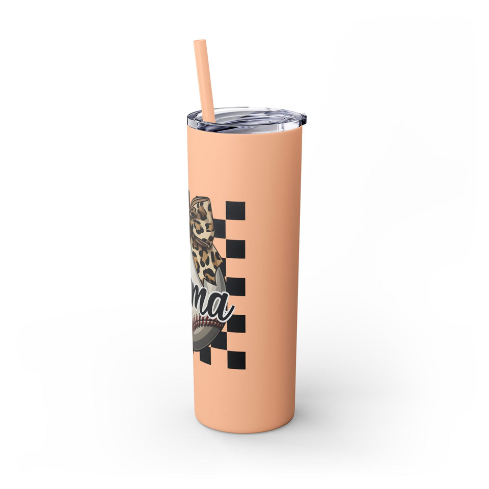 Mama Leopard Print Skinny Tumbler with Straw - 20oz