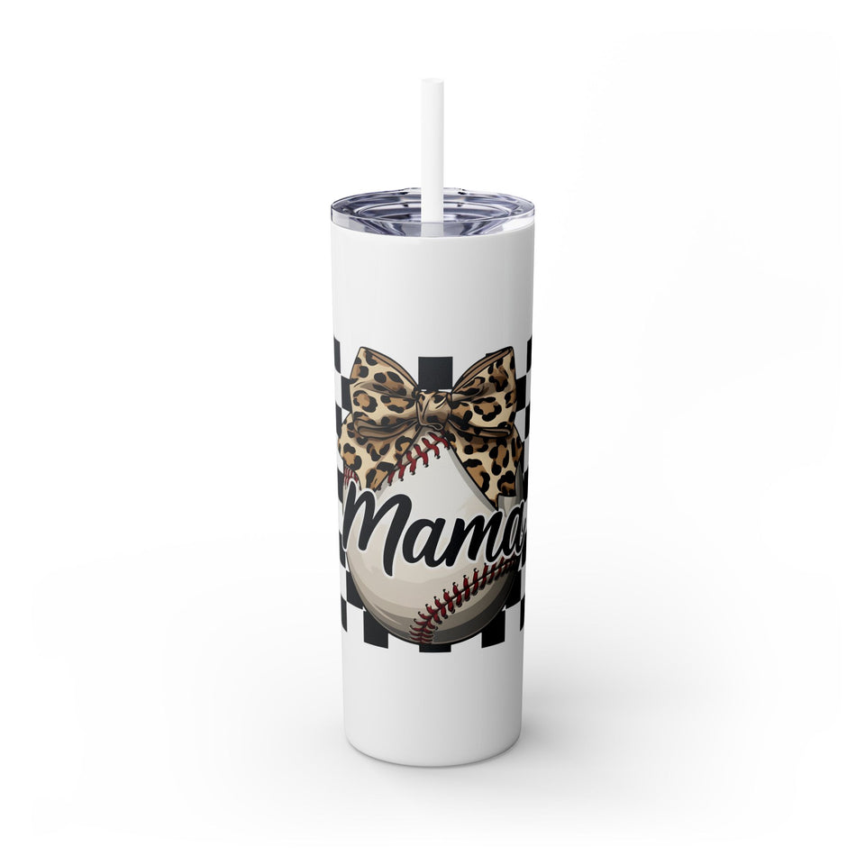 Mama Leopard Print Skinny Tumbler with Straw - 20oz