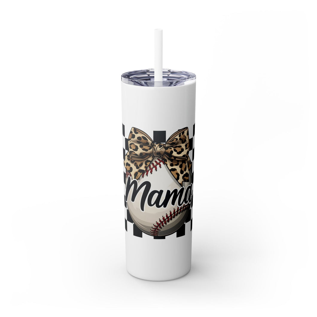 Mama Leopard Print Skinny Tumbler with Straw - 20oz