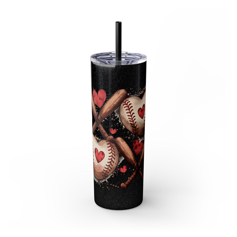 Baseball Love Skinny Tumbler with Straw - 20oz