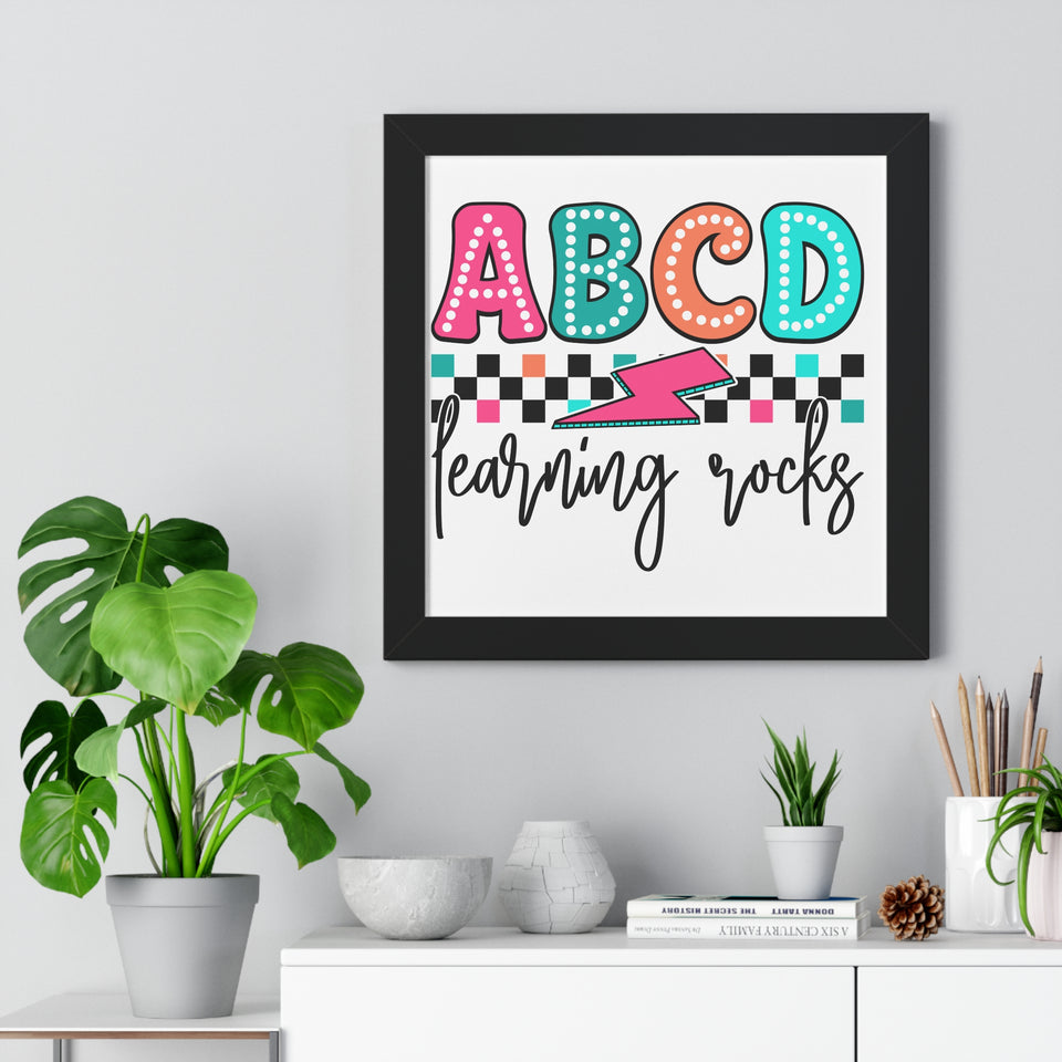 ABCD Learning Rocks Framed Vertical Poster