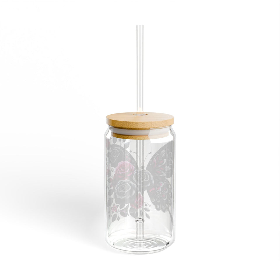 Butterfly Rose Sipper Glass - 16oz Eco-Friendly Drinkware