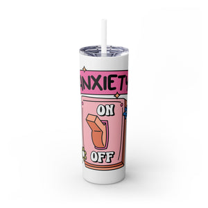 Aniety ON OFF Skinny Tumbler with Straw, 20oz