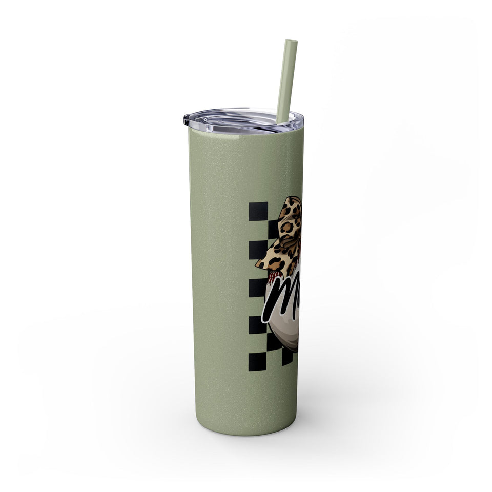 Mama Leopard Print Skinny Tumbler with Straw - 20oz