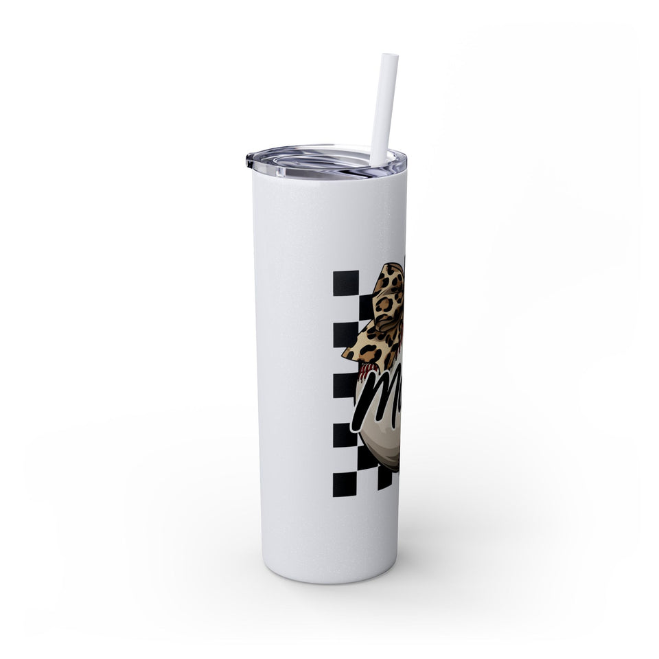 Mama Leopard Print Skinny Tumbler with Straw - 20oz