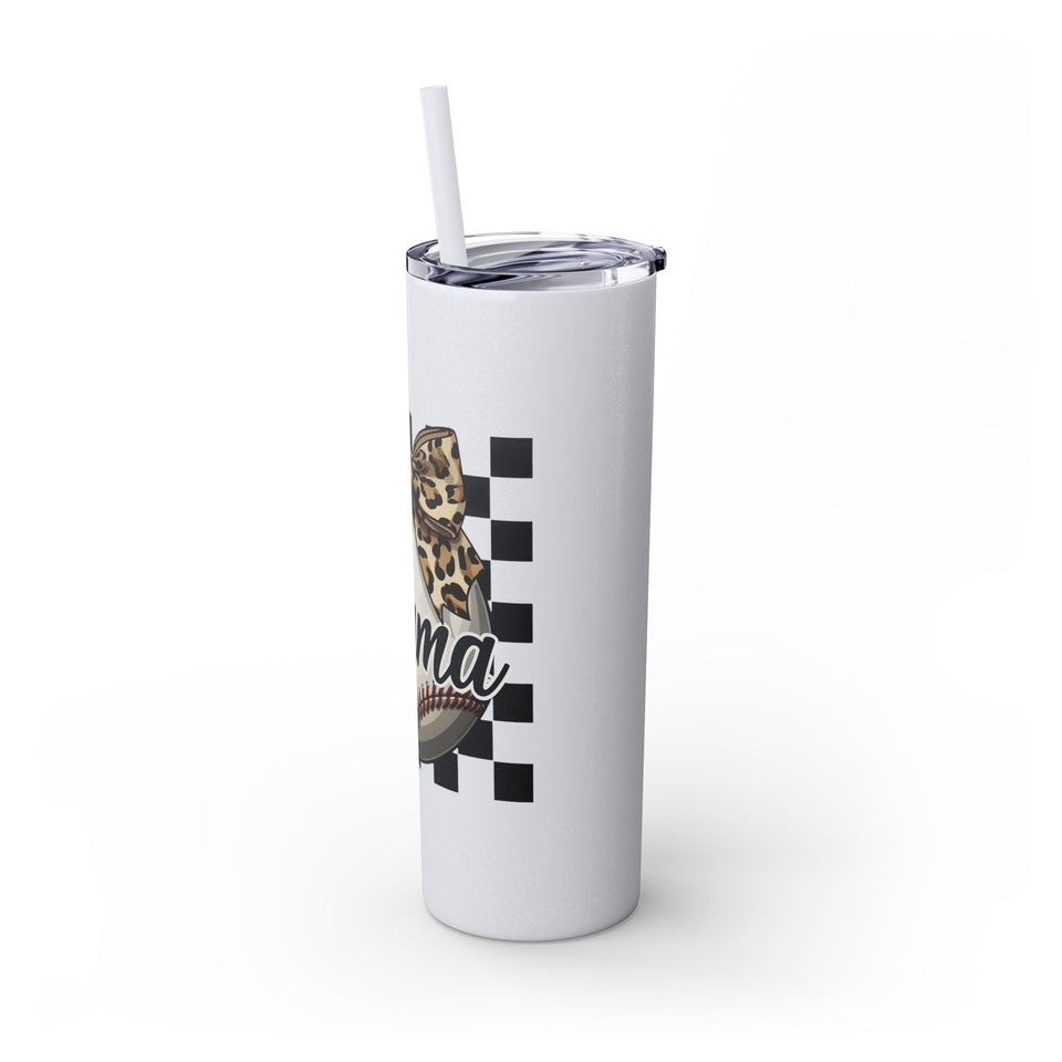Mama Leopard Print Skinny Tumbler with Straw - 20oz