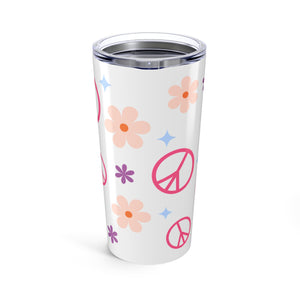 Peace Sign And flowers Tumbler 20oz