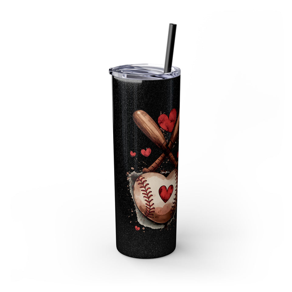 Baseball Love Skinny Tumbler with Straw - 20oz
